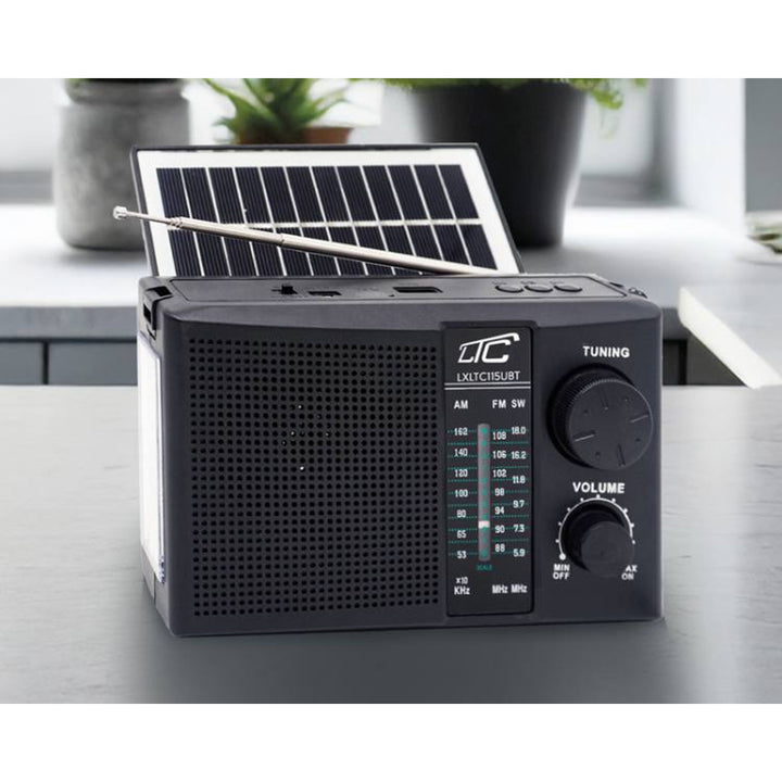 LTC Radio Portátil, Bluetooth, FM/AM/SW, Panel Solar, Antena Telescópica, LXLTC115UBT