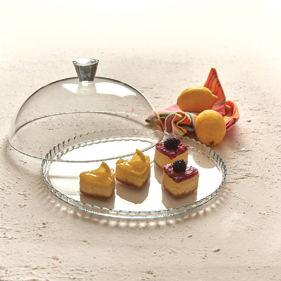 Pasabahce Patisserie Bandeja de Pastelería de Cristal, Plato con Pantalla de Cristal, 32 cm